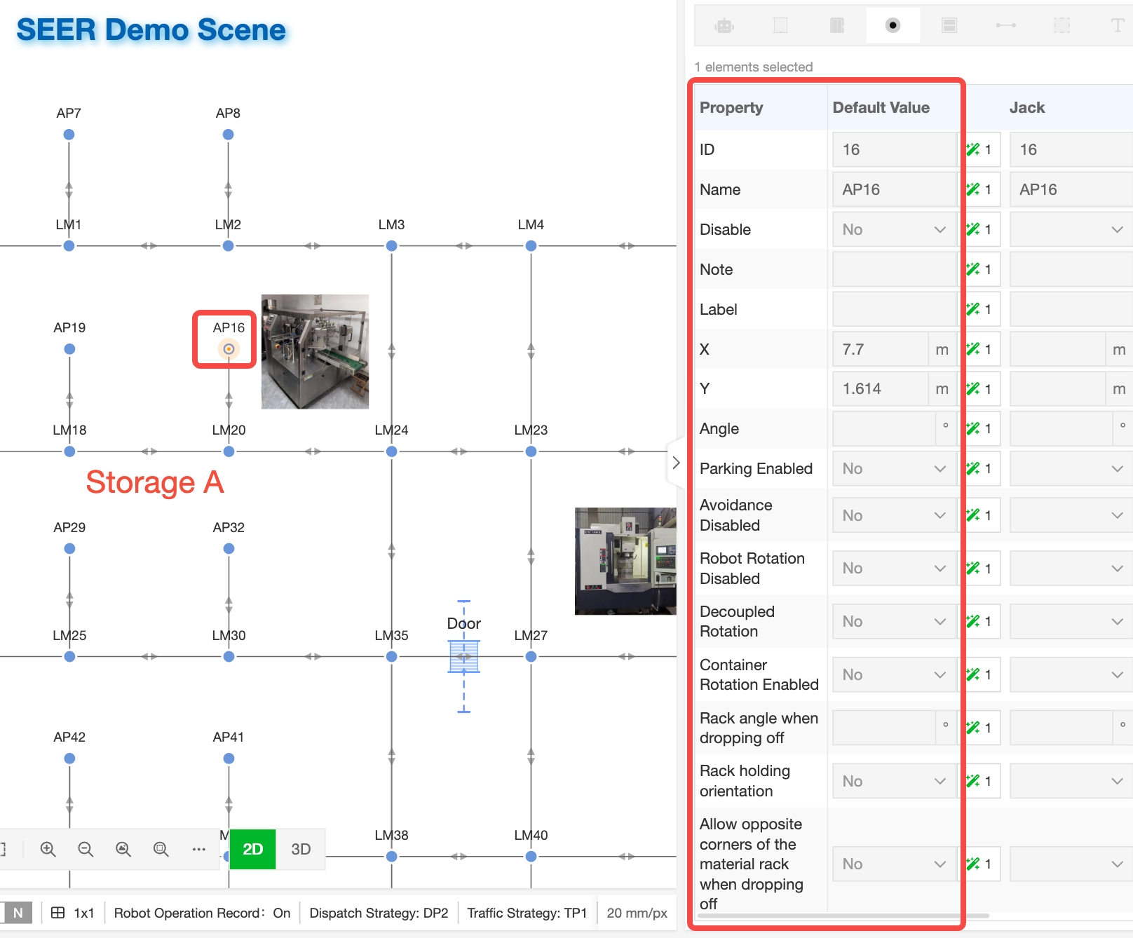 Point properties in an M4 scene map